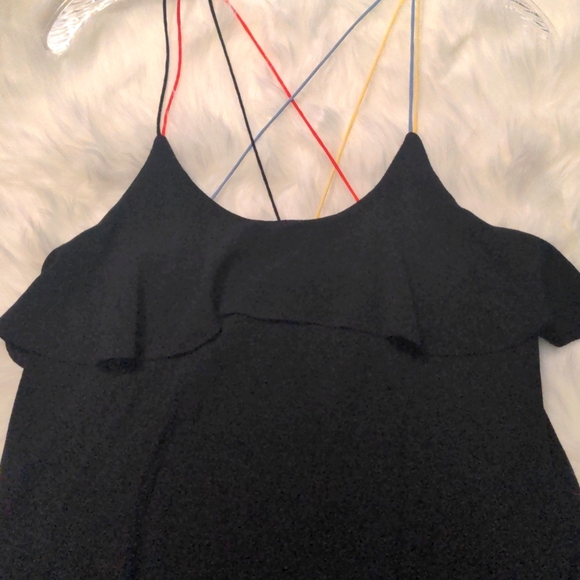 Ro & De Tops - EUC✨ RO & DE medium black strappy tank with color criss-cross straps